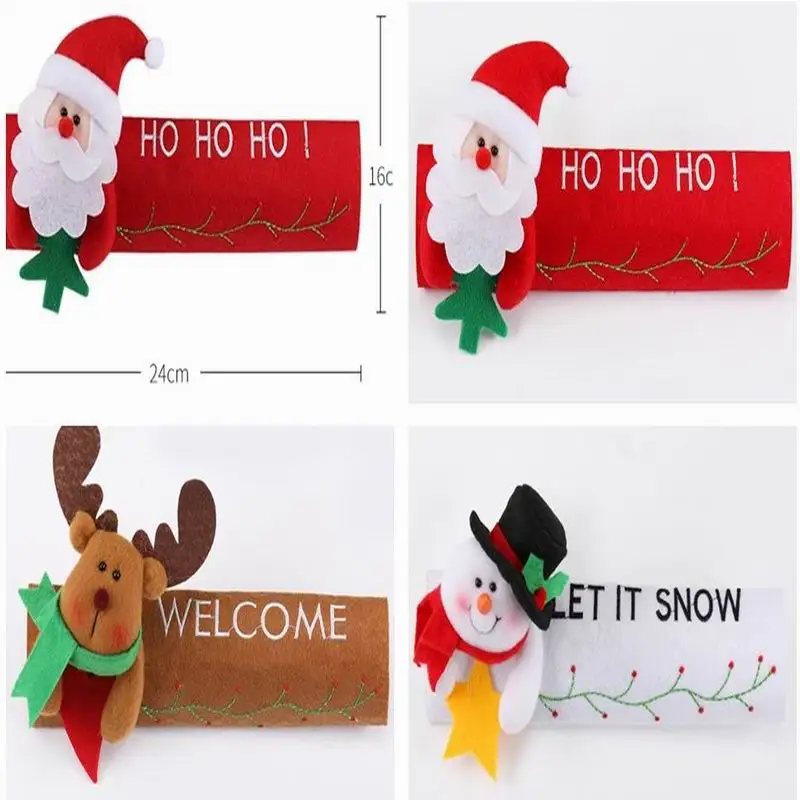 Christmas Fridge Handle Covers Santa Claus Microwave Oven Dishwasher Door Decoration for Home Navidad Natal New Year Gift