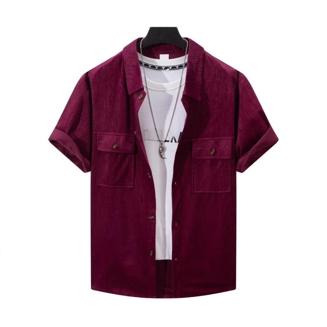 

Men's Corduroy Cardigan ort Sve irt Thiened Summer Loose Fit Color Casual Faionable Men's Clothing