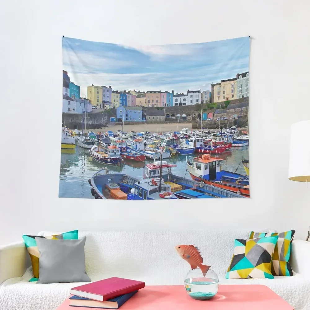 

Tenby Harbour Morning Colours Tapestry Room Decor For Girls Room Ornaments Aesthetic Room Decorations Outdoor Decor Tapestry