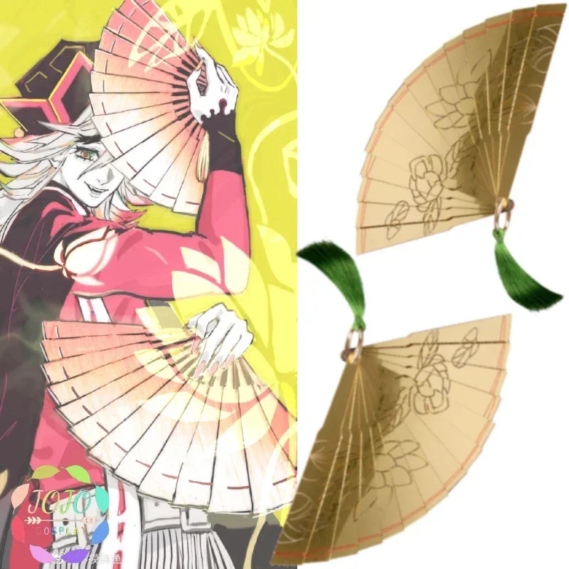 

Kimetsu No Yaiba Douma Golden Folding Fan Acrylic Handmade Tassel Cosplay Accessory Prop