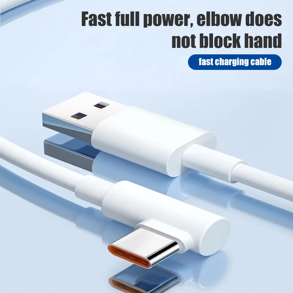 90 Degree Elbow USB Type-C Cable Super Fast Charge Type-C Cable For iPhone 15 16 17 for Xiaomi for Samsung Mobile Phone