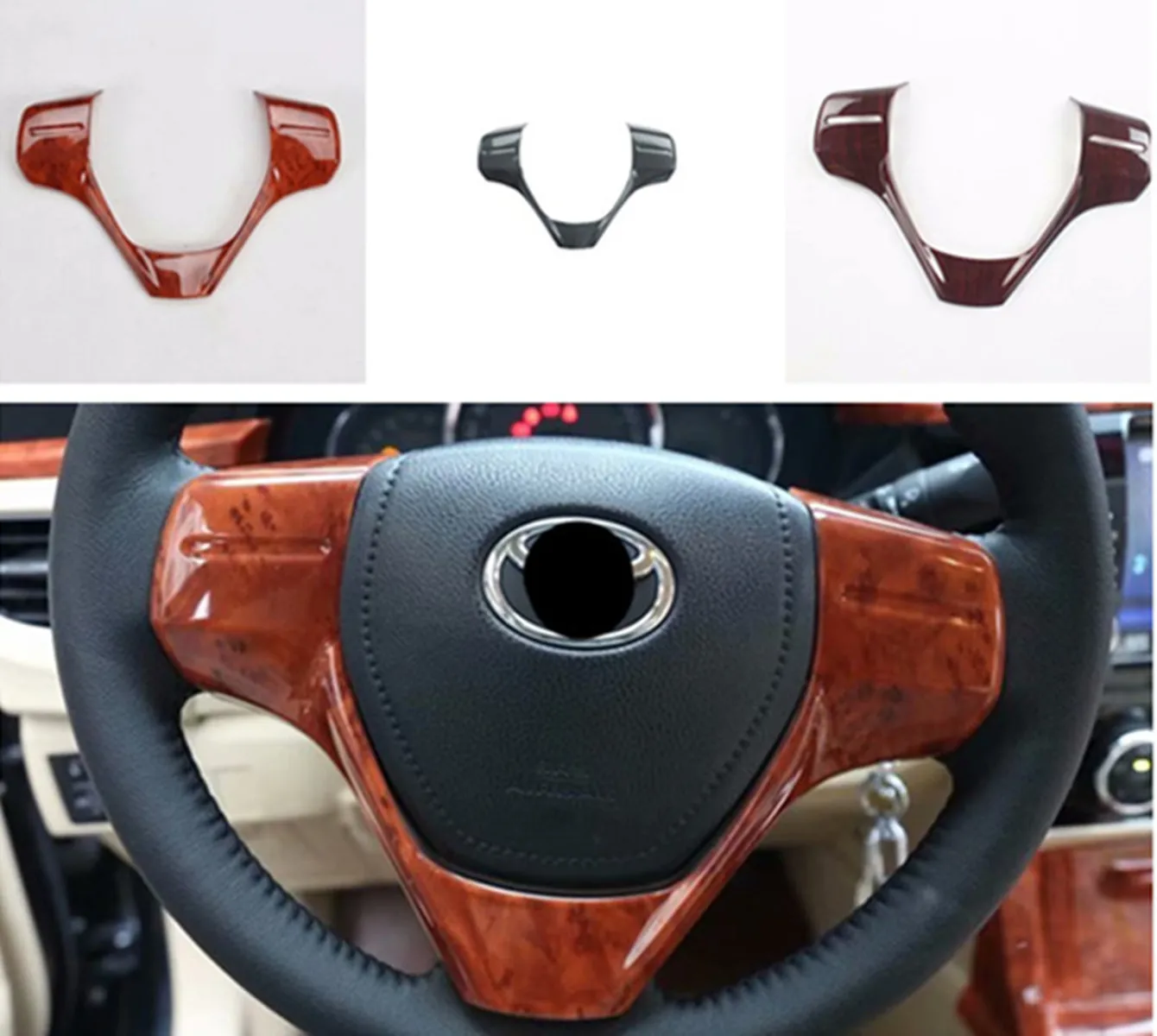1pc ABS carbon fiber grain or wooden grain steering wheel decoration cover for 2014-2018 Toyota corolla Levin