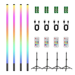 LUXCEO 90cm 4pcs 4W LED Mood Light Remote Control Atmosphere Lights RGB Color Changing Lighting for Bar Party Christmas Decor.