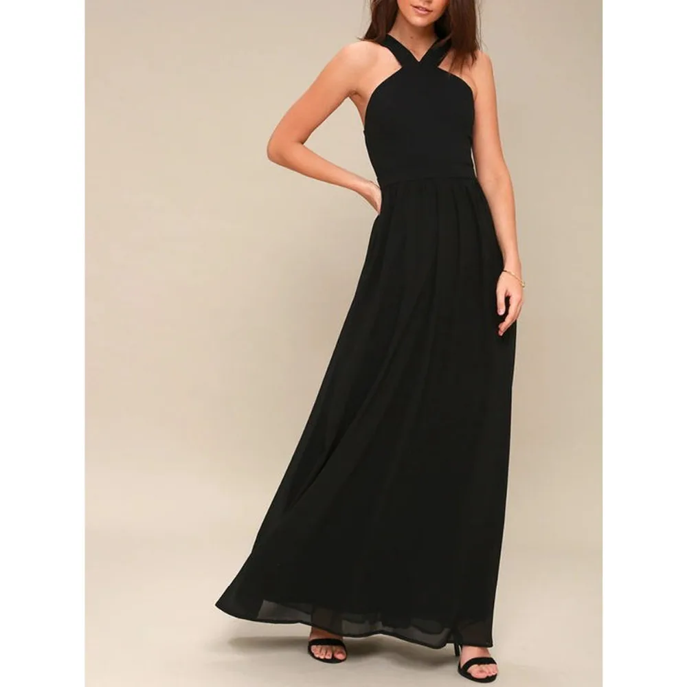 S-XXL Abito aderente elegante da donna Abito da spiaggia in chiffon all'uncinetto 2023 Abiti lunghi da festa lunghi senza maniche sexy Abiti
