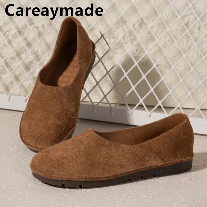 

Careaymade-Handmade genuine leather big size women's single shoes,round toe flat casual men shoes,shallow mouth lazy shoes