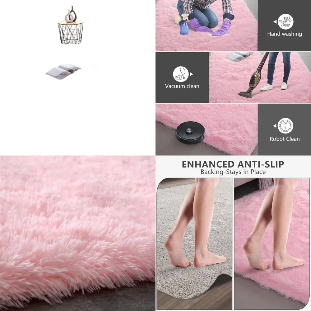 

Ultra Soft Fluffy Area Rugs for Bedroom, Living Room, Dorm, and Kids Rooms (Pink, 8x10 Feet)
