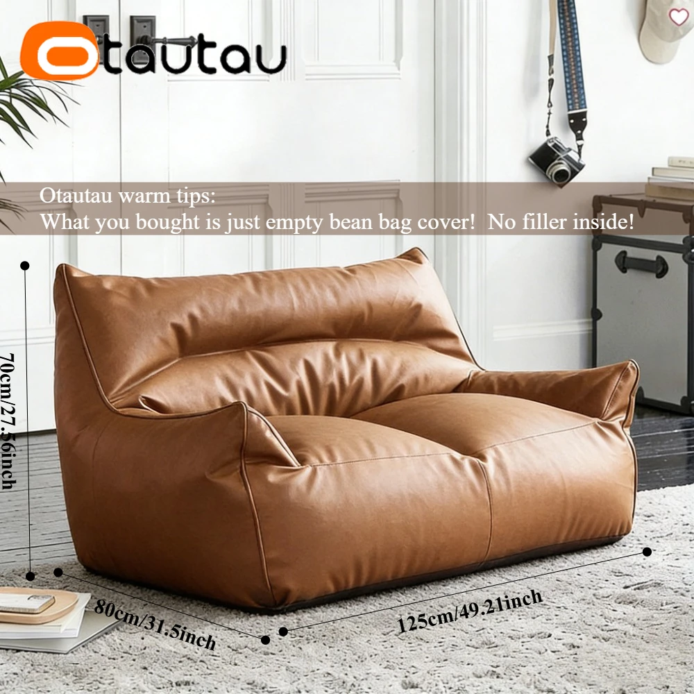 OTAUTAU Faux Leather Bean Bag Cover 1-2 Seat Couch Armchair Pouf Beanbag Cover SF433【No Filler!Need Buy Filler Yourself !】 view 3