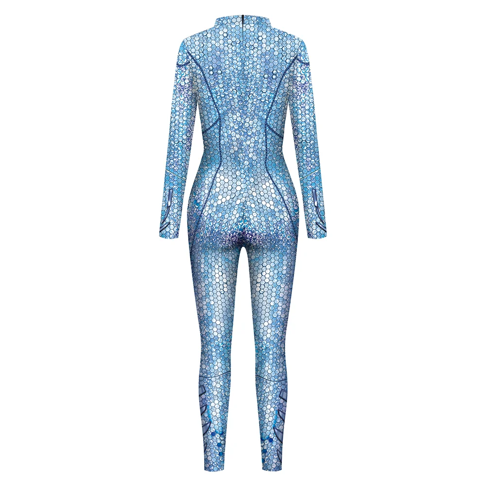 

OP Women 3D Sequin Pattern Bodysuit Halloween Costume Carnival Party Coverall Stretchy Suit Stage Performance Bodysuit