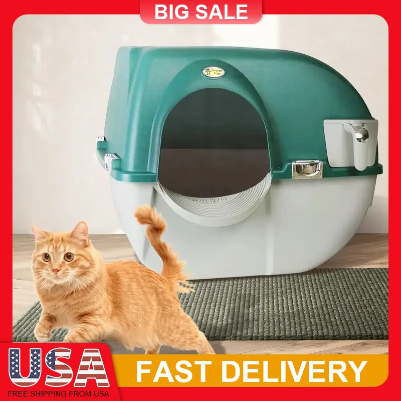 

Self Cleaning Litter Box Automatic Roll Clean Plastic Indoor Outdoor No Scoop Waste Tray Sifting Grate for Cats Easy Maintenance