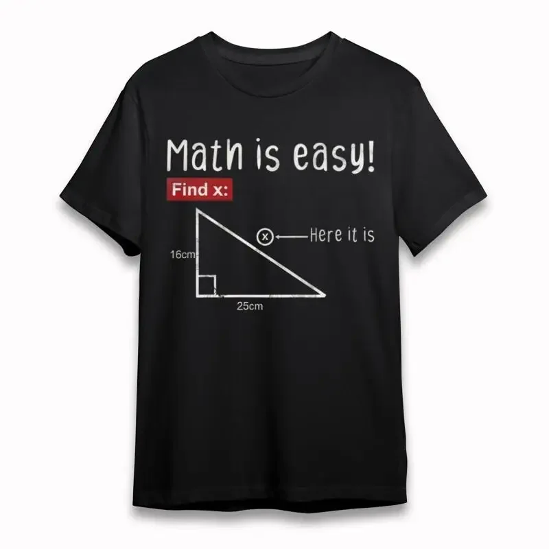 T-shirt classique d'été doux pour hommes Find X Geometry Problem avec accent rouge