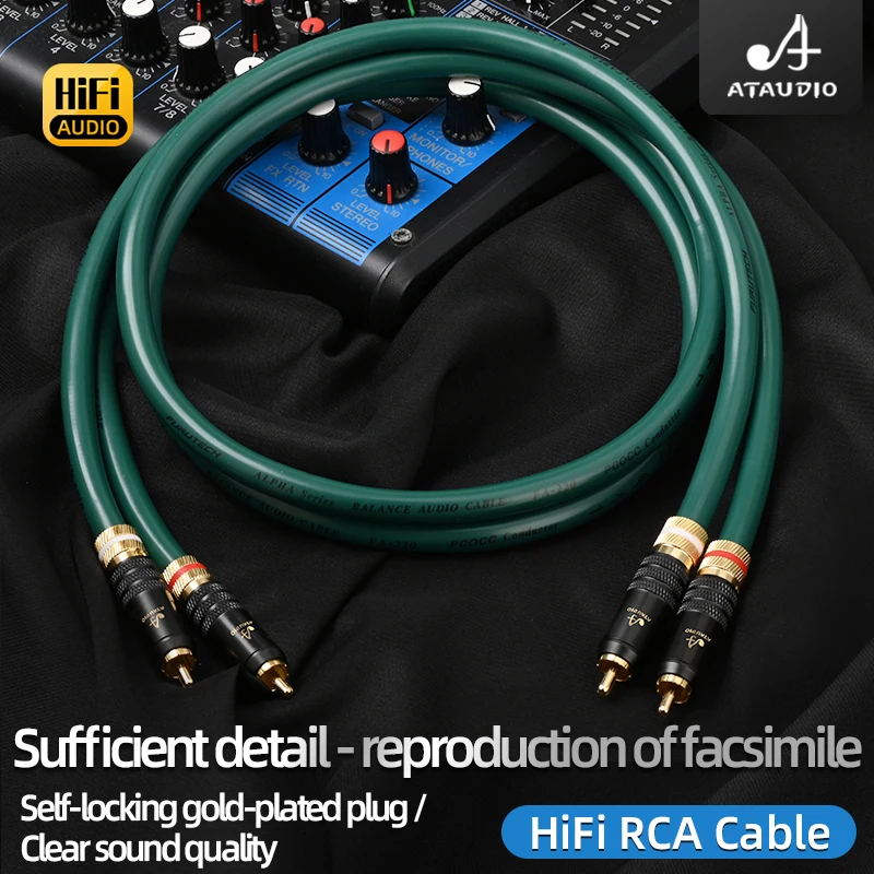 ATAUDIO HiFi RCA Cable for CD Player Amplifier 7N OCC 2-core with Shielding Hi-end Audio Cord 2RCA Male to 2RCA Male Wire