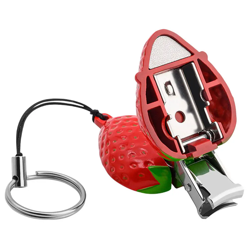 

Strawberry Shape Clipper Stainless Steel Sharp Durable Keychain Nail Clipper For Women Kids Manicure Tool Small Nail
