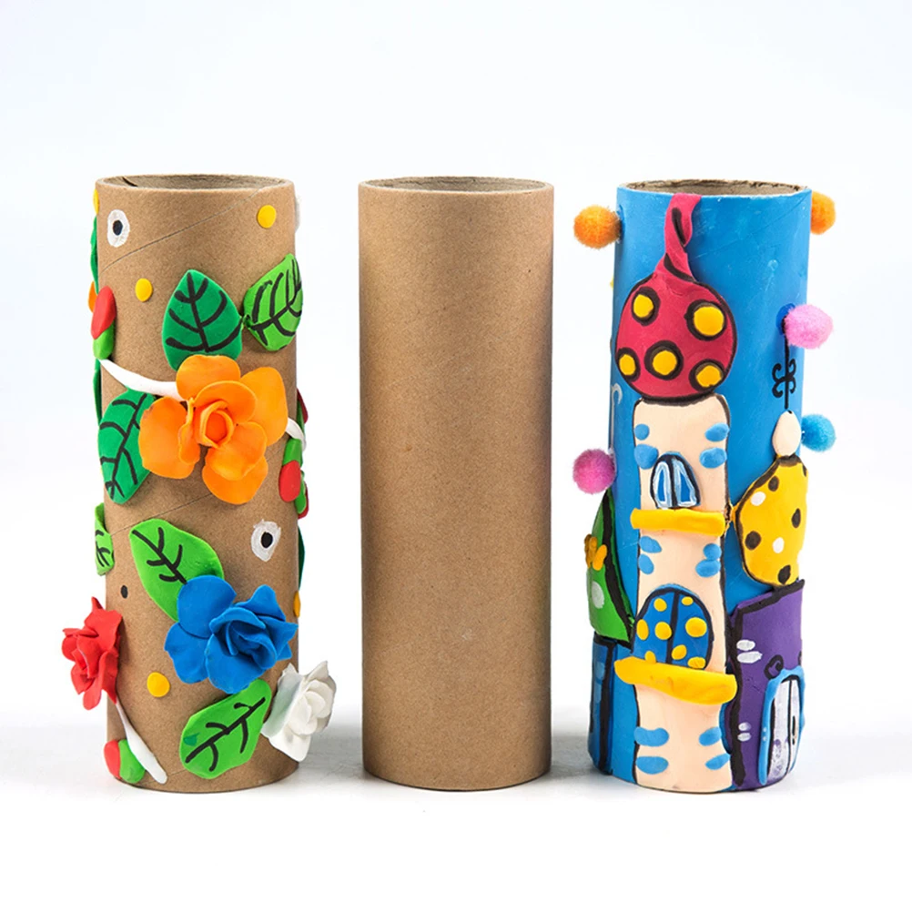 10 Pcs Handmade Paper Tube Hand-made Tubes Craft White Embryo Paperboard Cardboard