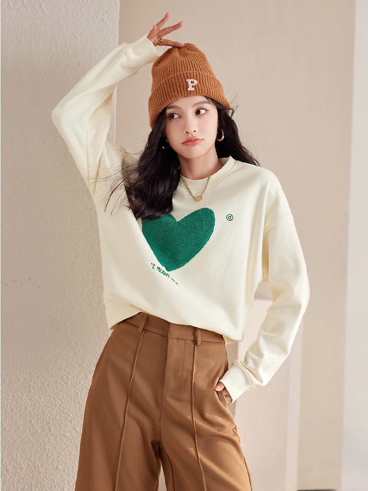 Women Hoodies 2024 Autumn New Round Neck Long Sleeve Tops Fashionable Casual Versatile Loose Fit Pullover