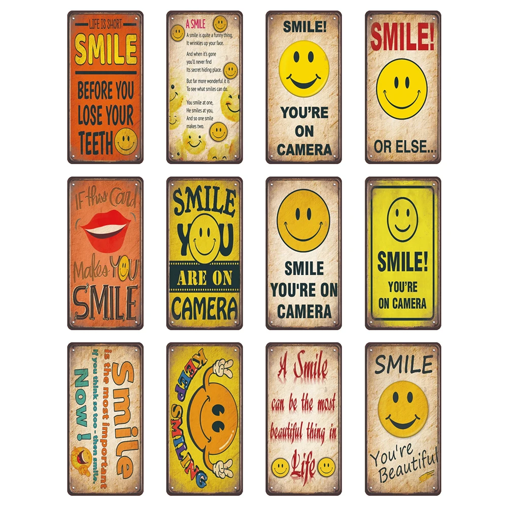 [ Mike86 ] Smile Metal sign Wall Posters Painting Gift art Home Decor Pub LTA-541 15*30 CM