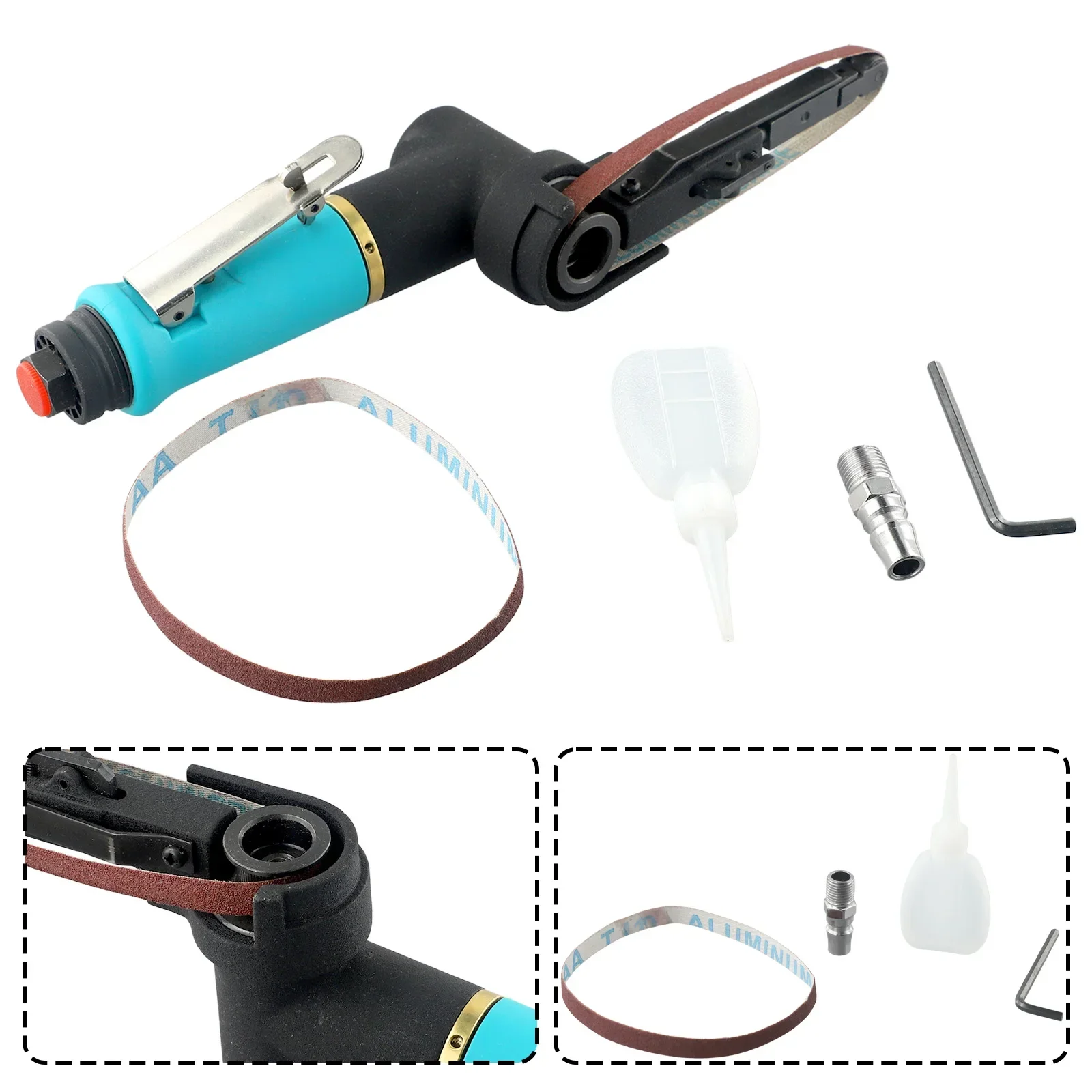 Imagem -02 - Pneumático Lixadeira Belt Lixadeira Air Belt Sander Machine Lixar Belt Adapter Prático 10x330 mm Profissional