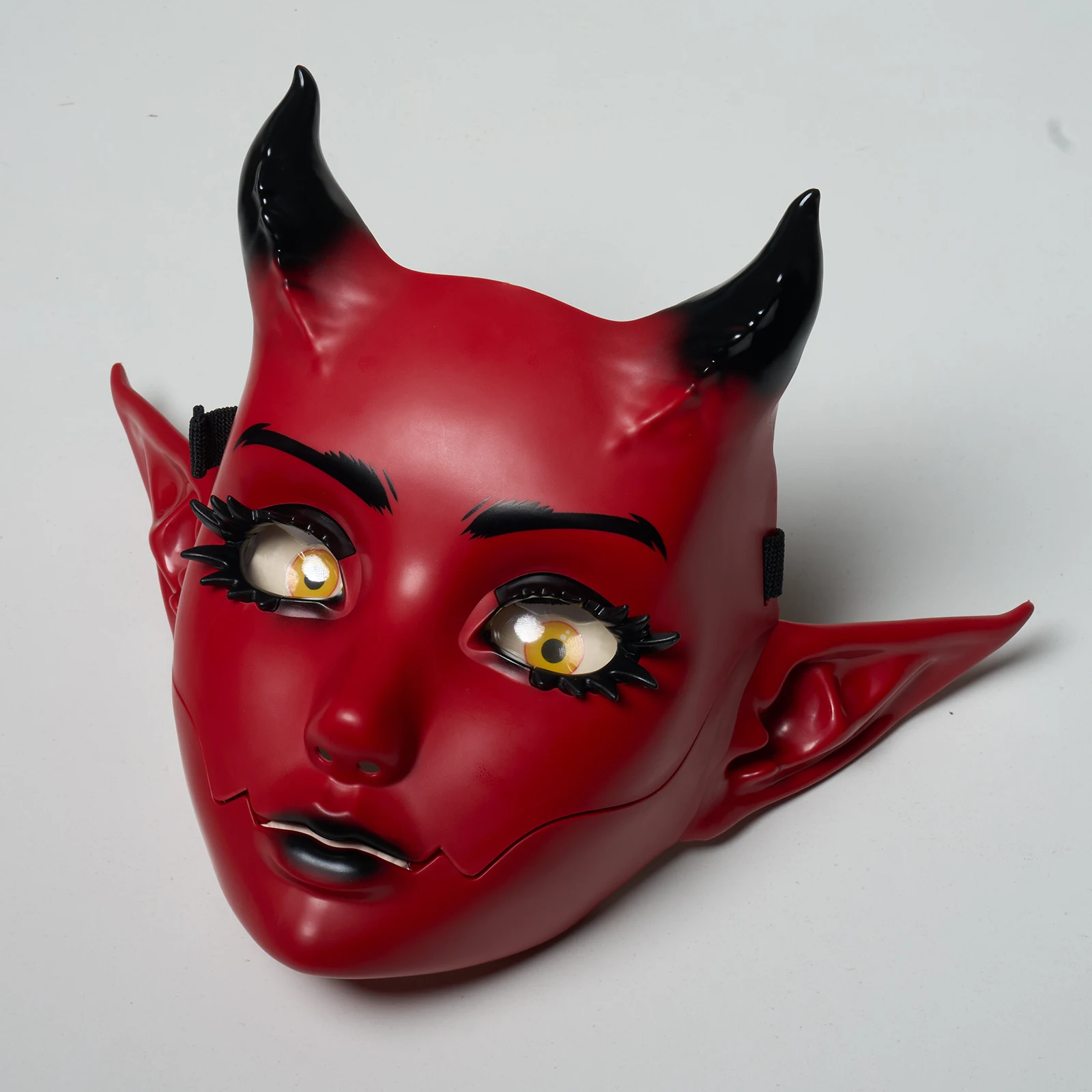 JAUPTO 7-Farbige Hornige Maske mit Beweglichem Kiefer und Offenem Mund, Fantasy-Kreatur-Maske für Halloween-Kostüme, Partys und Festivals, Gesichtsbedeckung für Erwachsene