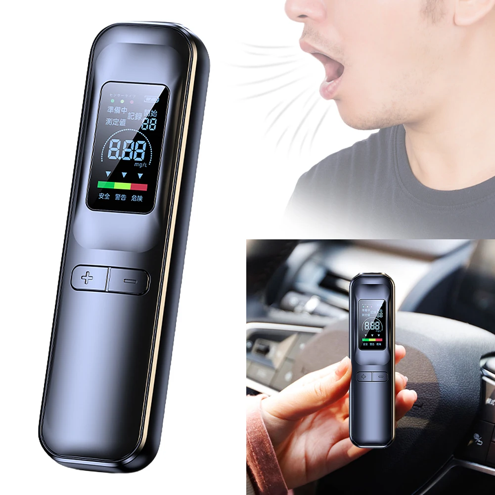 Non-Contacting Electronic Breathalyzer LCD Screen Non-Contact Alcohol Blowing Detector High Accuracy for Outdoors Expressway