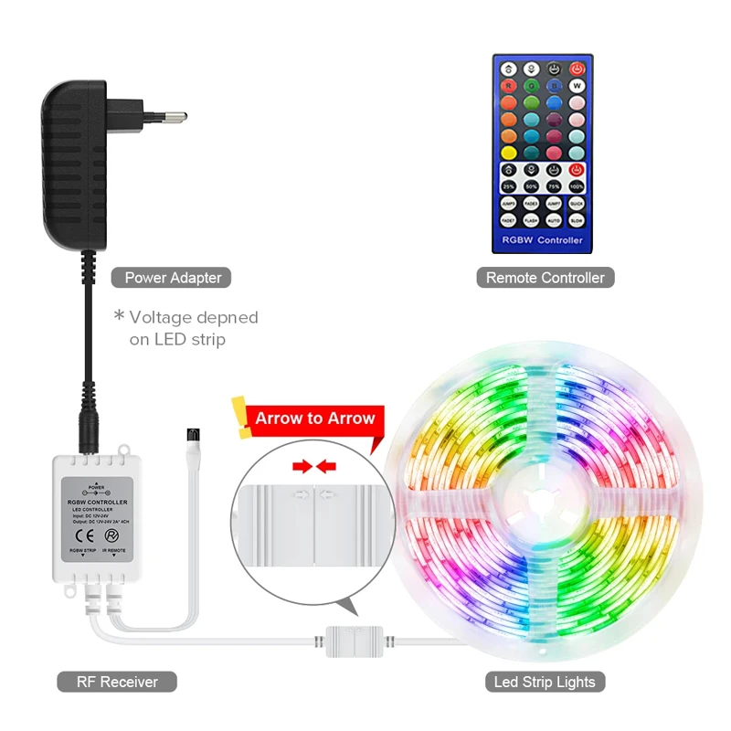 12-24V RGBW Dimmer Controller  40Key 5 Pins IR Remote Control 4 Channels LED Controller For SMD 5050 RGBW RGBWW LED light strip