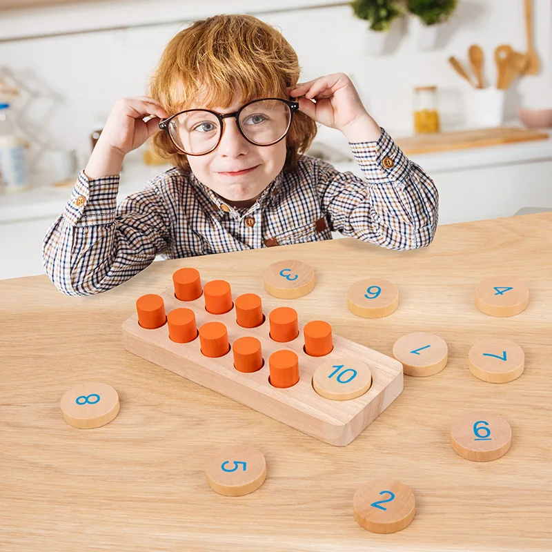 Kinderen Montessori 1-10 Nummers Teller Houten Wiskunde Speelgoed Leren Digitaal Bord Tien-Frame Cognitie Tellen Zintuiglijke Educatie Games