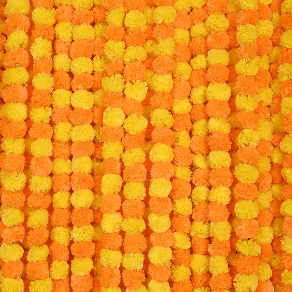 1 Stück Künstliche Ringelblumen-Girlande 1,5M für Party-Diwali-Dekoration Lange Stränge Ringelblumen Hochzeits- und Weihnachtsdekoration – Detail 1