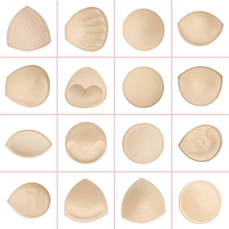 Inserti per reggiseno push-up traspiranti, bordo cucito, rinforzatori per il seno, imbottitura rimovibile, coppa A, B, C, D, 1 paio