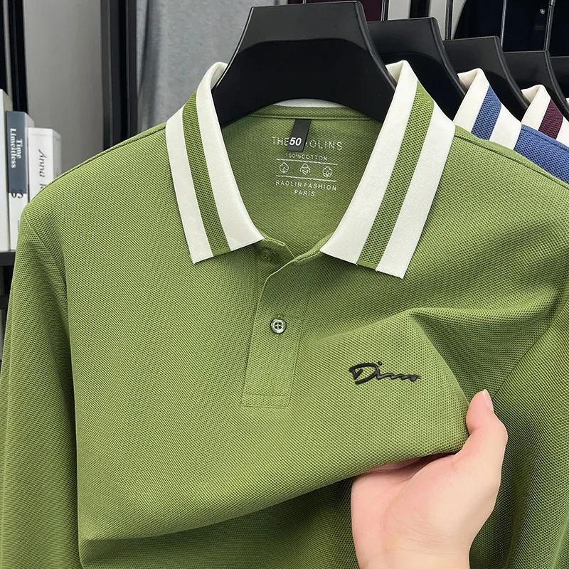 

Luxury Brand Men's Polo Shirt Lapel Long Sleeve T-Shirt Autumn Hot Sales Exquisite Print Soft Breathable Casual Commute Menswear