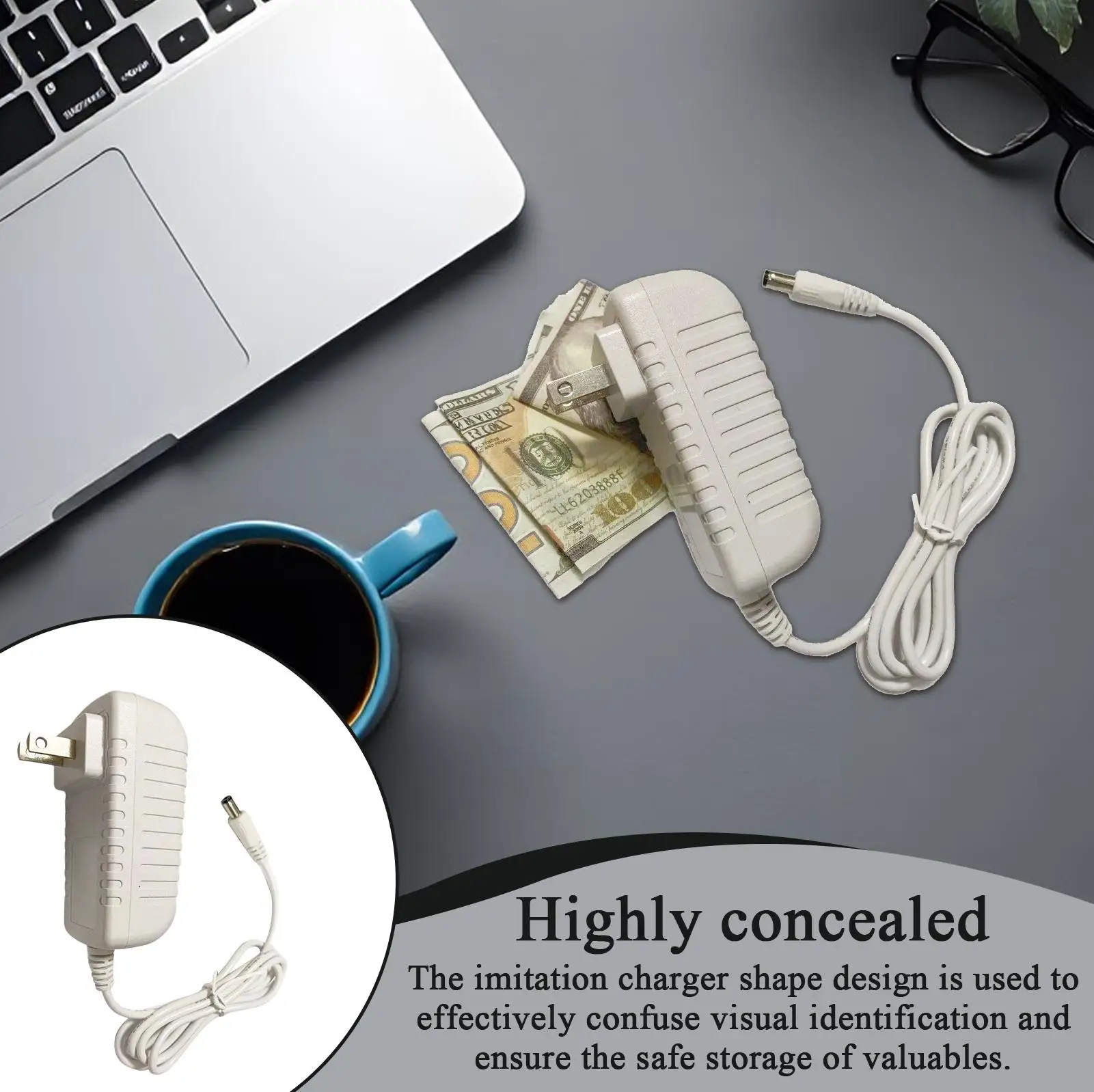 Diversion Safe Diversion Container Ladegerät Form Schmuck Bargeld Wertsachen Autoschlüssel Spardose Diebstahlsicherung für Gepäck Einkaufstasche