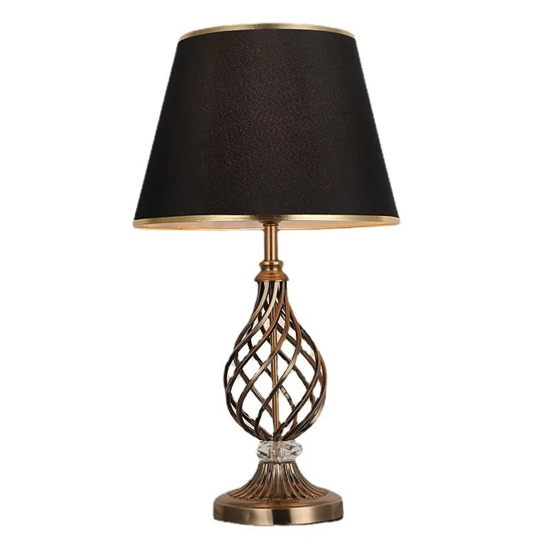 

American Nordic table lamp floor lamp, simple and modern hotel engineering crystal linen lamps, wrought iron curved pipe