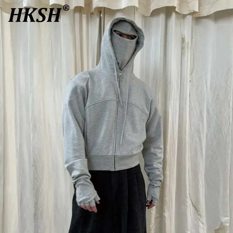 

HKSH весна осень новые мужские темные толстовки-боксеры Tide перчатки с пятью пальцами наплечная доспехи структура линейный шикарный свитшот HK3220