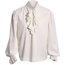 Mandylandy Vampire Men Shirts Tops Renaissance Victorian Steampunk Ruffled Shirt Tops Medieval Halloween Costume Clothing Tops