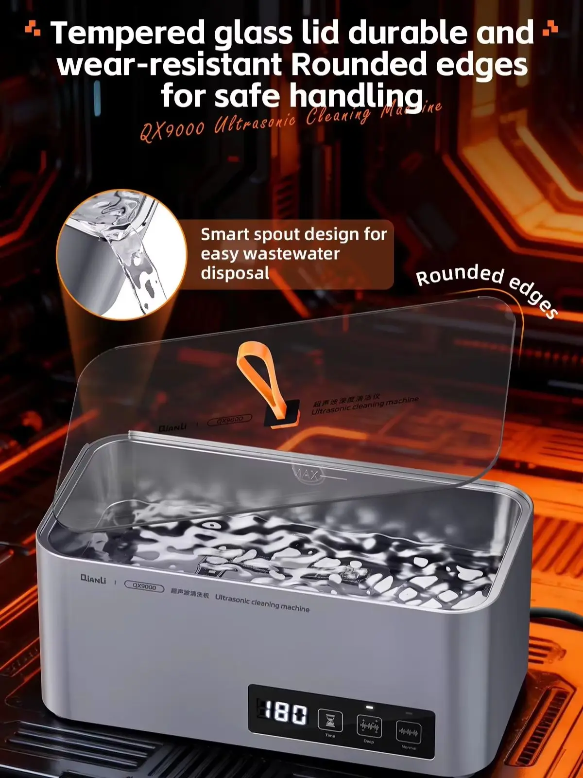 QIANLI QX9000 Ultrasonic Cleaner 35W Deep Normal 2 Modes with Timer for PCB Phone Motherboard Parts Glasses Cleaning Repair Tool