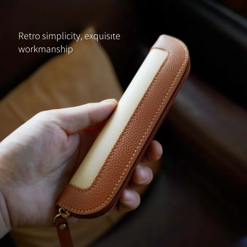 

Plicing Color Pencil Bag PU Pencil Case Hold 3/5pcs Pencils Travel Portable Leather Pen Case Men's and Women's Brush Storage Bag