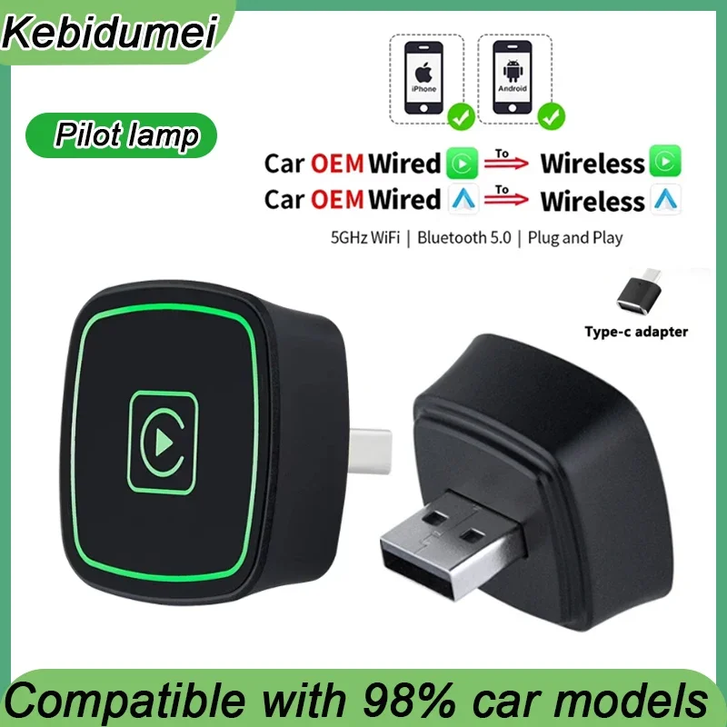 

2in1 Mini Wireless Carplay Adapter And Android Auto Mini Box WIFI BT Auto Connect Car Intelligent Systems For 99% OEM Cars