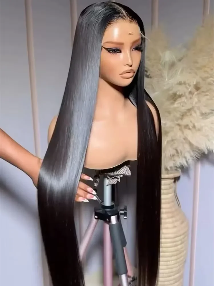 

28-30 дюймовые парики из натуральных волос с HD-кружевной передней частью, плотность 250%, 13x6, предварительно выщипанные, бразильские, прямые, для чернокожих женщин.