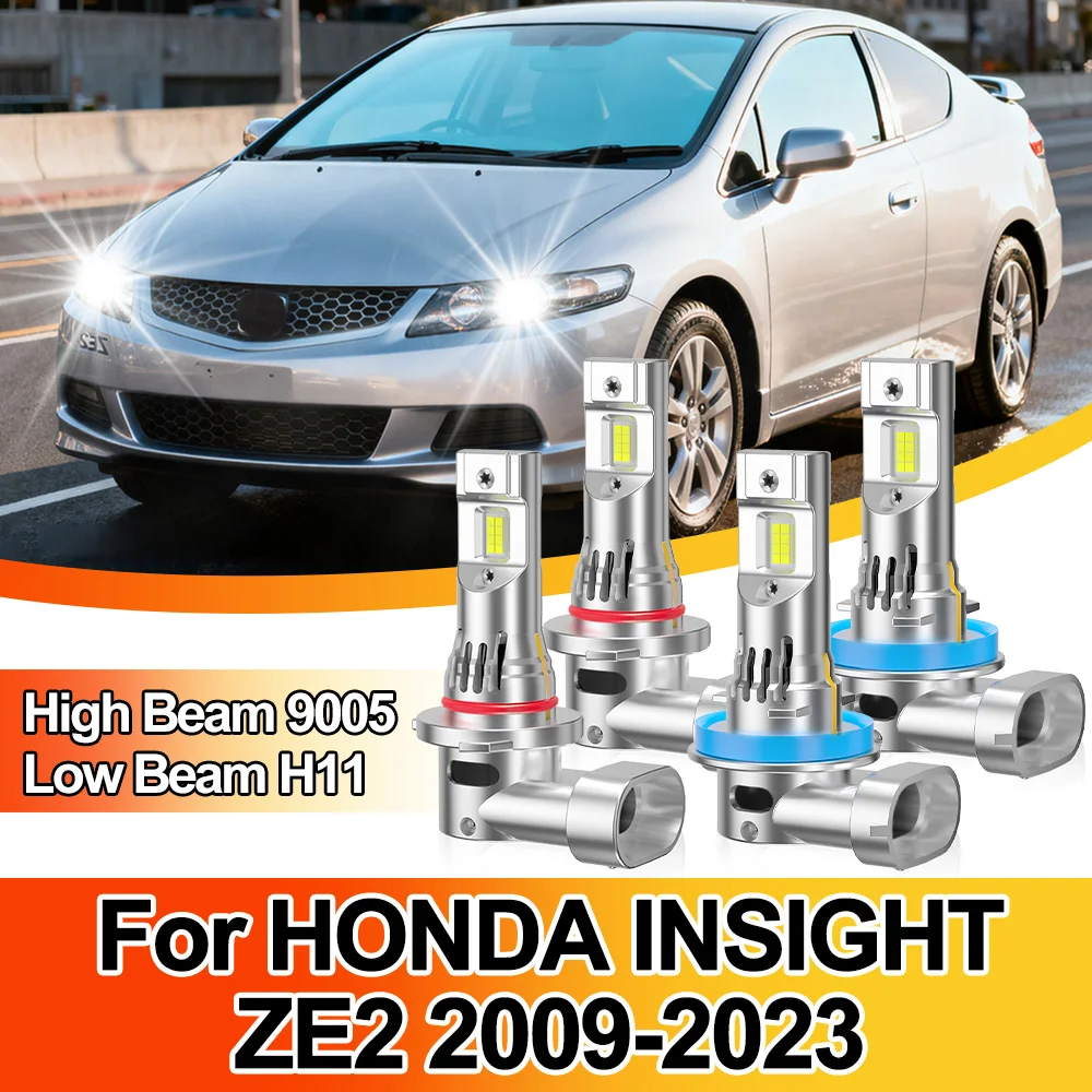 2/4Pcs Led Headlight Bulbs Canbus 200W 9005 Hb3 H11 6000K White High Low Beam Car Headlamp 12V For HONDA INSIGHT ZE2 2009-2023