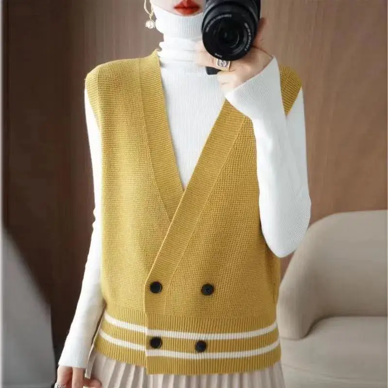 Knitted Cardigan Vest Women\'s Autumn New Product Loose Casual Camisole Vest Fashion Versatile Sleeveless Sweater