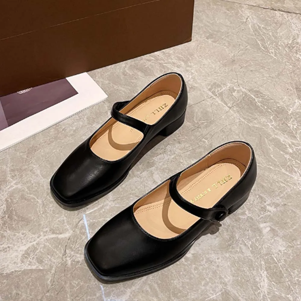 

2025 new women's leather shoes, essence, mid-heel, women's Mary array silver shoes