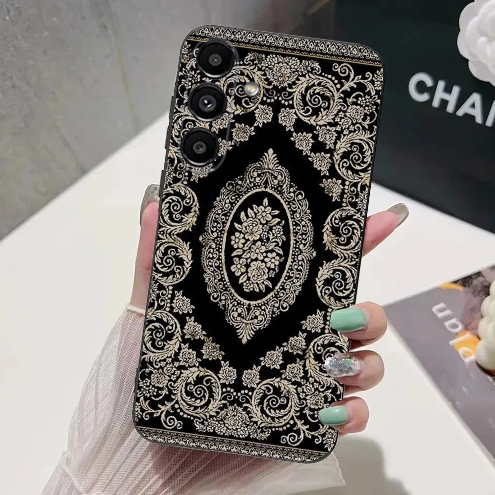 Persian Carpet Floral Pattern  Phone Case For Samsung S24,S21,S22,S23,S30,Ultra,S20,Plus,Fe,Lite,Note,10,9,5G Black Soft Cover