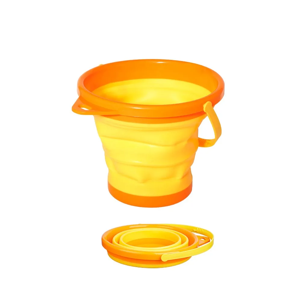

Portable Beach Folding Buckets Multifunctional Round Sandbox Bucket Plastic Retractable Beach Collapsible Bucket Gifts