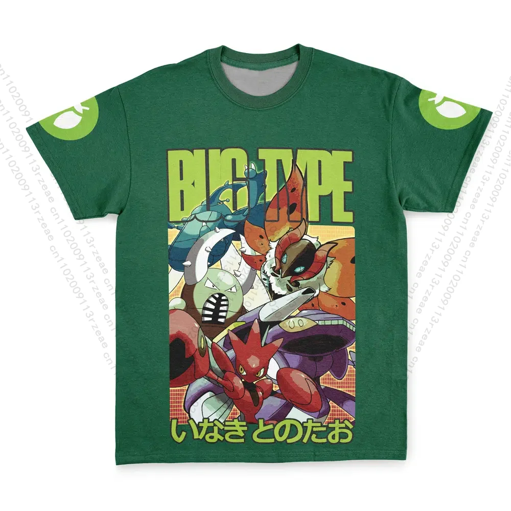 Lo último en camiseta con estampado de Anime Pokemon Bug Type Y2K para hombre, camiseta de calle de moda transpirable Kawaii de Hip Hop Pikachu para niños