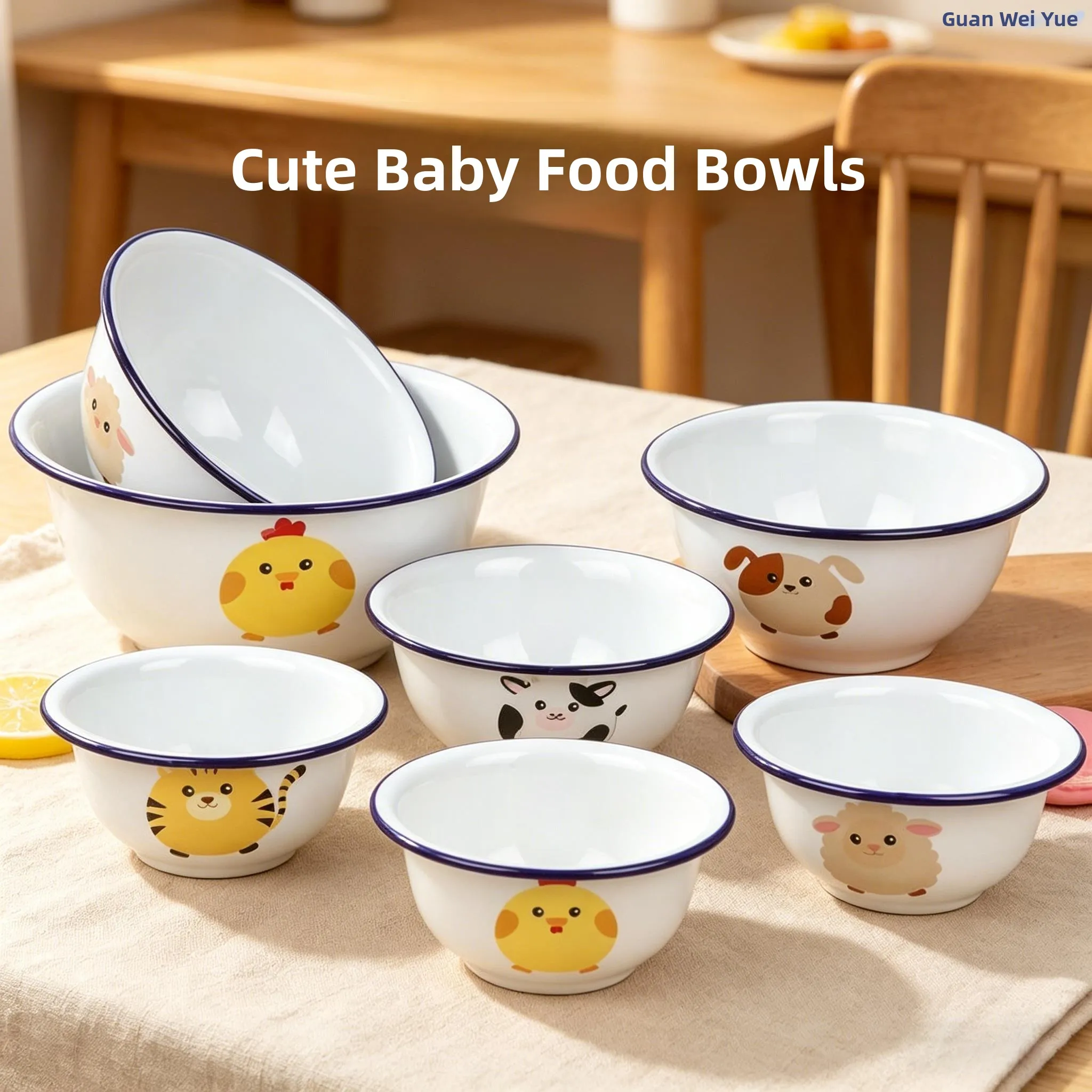 

Thickened Old Style Enamel Bowl Dishwasher Not Support Microwave Safe for Kids Fall Proof High Temperature Resistant Salad Bowl