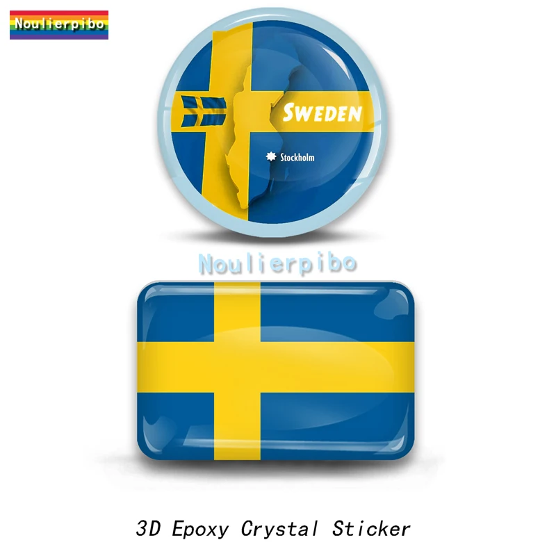 

3D Epoxy Silicone Dome Car Sticker Sweden Flag National Emblem Vinyl Stereo Decal for Laptop Car Motorcycle Helmet Mobile Phone