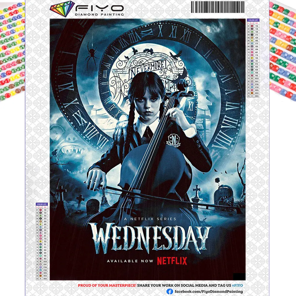 Wednesday Addams Diamond Painting Full Round Diamond Mosaic 5D DIY Embroidery Art Cross Stitch Kits Home Decor New 2023