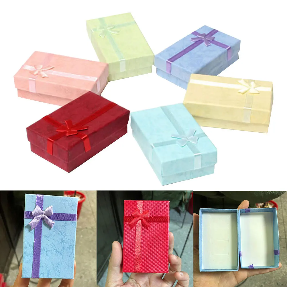 

6pcs Gift Box For Jewelry Bowknot Design Small Packaging Boxes Wrapping Paper Case Earrings Rings Necklaces Brooch Wedding