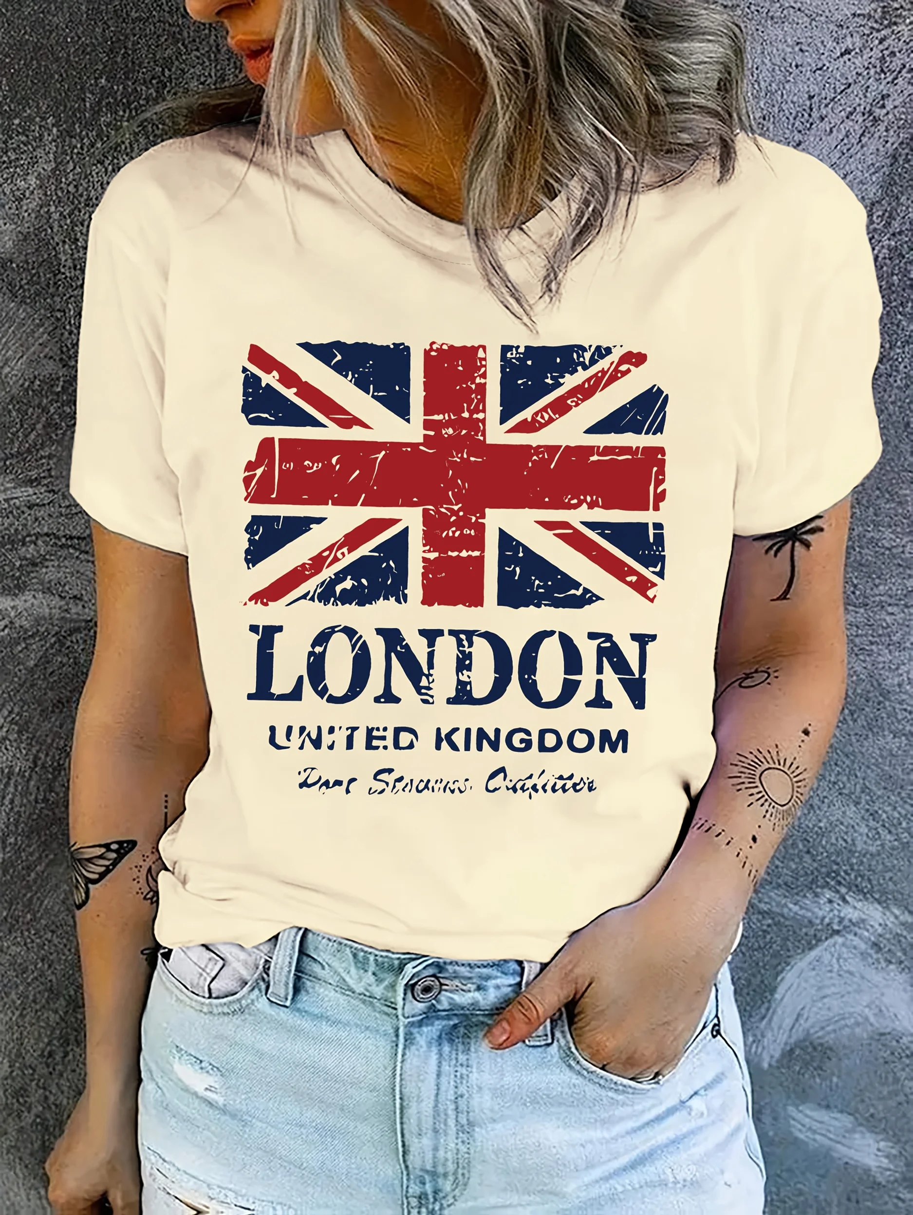 Summer Clothing London - T-shirt alla moda con bandiera britannica