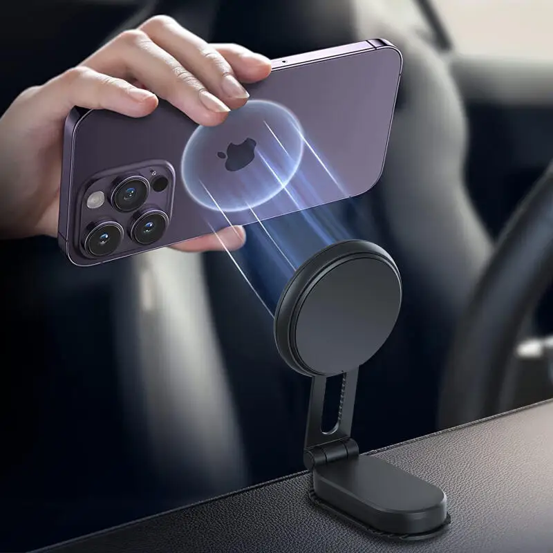 

Foldable Car Phone Stand Vacuum Suction Cup Magnet Mount 360 Rotation Magnetic Car Phone Holder for Iphone 16 15 Xiaomi Huawei