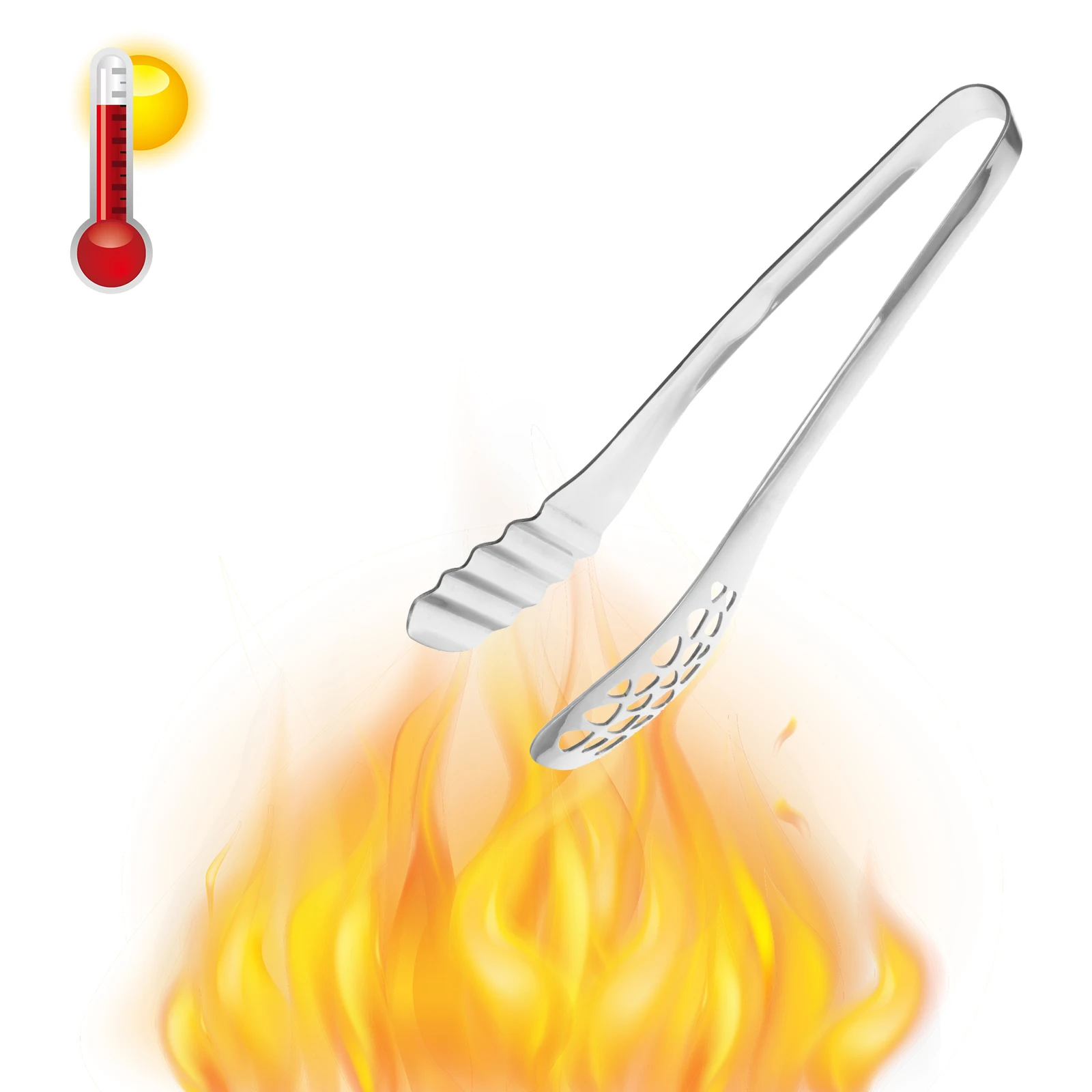 

Stainless Steel Steak Tongs Hollow Out Grill Accessories Multi function Metal Food Tong Kitchen Serving Heat Resistance Pastry