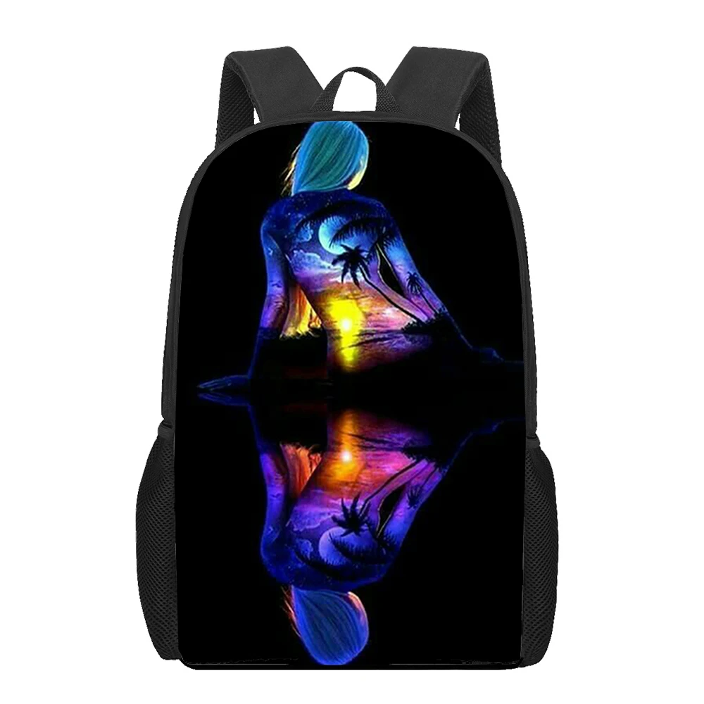 

Personality Art girl 3D Print School Backpack for Boys Girls Teenager Kids Book Bag Casual Shoulder Bags 16Inch Satchel Mochila