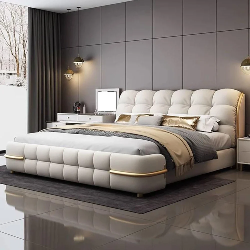 Aesthetic Luxury Unique Bed Queen Elastic Bedroom Double Bed Sleeping 180x200 Camas De Matrimonio Dormitorio Home Decoration